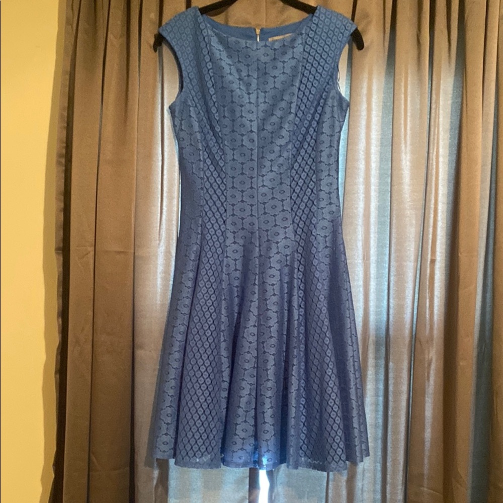 Danny & Nicole Blue Fit and Flare Mini Dress Sleeveless Scoop Neck